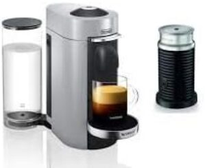 NESPRESSO VERTUOPLUS DELUXE COFFEE AND ESPRESSO MACHINE BY DE’LONGHI WITH AEROCINNO, SILVER – ENV155SAE