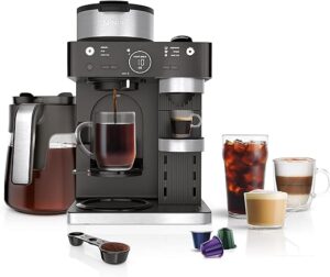 Ninja CFN601 Espresso & Coffee Barista System, Single-Serve Coffee & Nespresso Capsule Compatible, 12-Cup Carafe, Built-in Frother, Espresso, Cappuccino & Latte Maker, Black &…