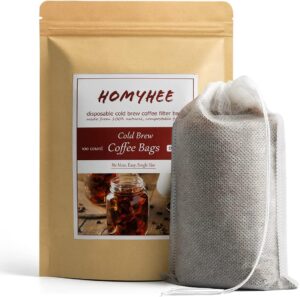 No Mess Cold Brew Coffee Filters – 100 Count Disposable Fine Mesh Brewing Bags for Concentrate/Iced Coffee Maker, French/Cold Press Kit, Hot Tea in Mason Jar or Pitcher, 4 x 6…