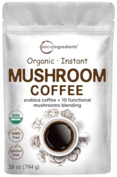 Organic Instant 10 in 1 Mushroom Coffee Powder, 28 Ounce (317 Servings) | Premium Arabica Coffee with Lion’s Mane, Chaga, Reishi, & More | Smooth Medium Roast, Clean Energy, & Immune Support