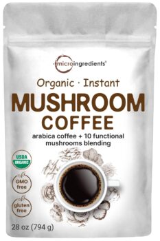 Organic Instant 10 in 1 Mushroom Coffee Powder, 28 Ounce (317 Servings) | Premium Arabica Coffee with Lion’s Mane, Chaga, Reishi, & More | Smooth Medium Roast, Clean Energy, & Immune Support