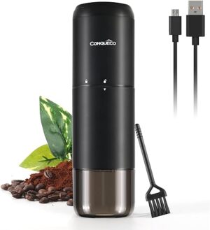 Portable Electric Burr Coffee Grinder: CONQUECO Small Coffee Bean Grinding Machine – Rechargeable Stainless Conical Burr Grinders with Multiple Grind Settings, 20g (with Brush)