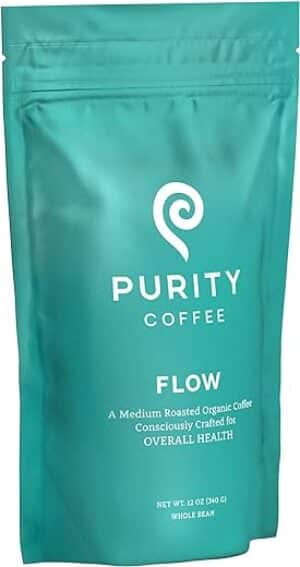 Purity Coffee FLOW Medium Roast Organic Coffee – USDA Certified Organic Specialty Grade Arabica Whole Bean Coffee – Third Party Tested for Mold, Mycotoxins and Pesticides – 12…