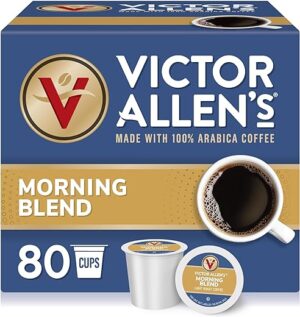 Victor Allen’s Coffee Morning Blend, Light Roast, 80 Count, Single Serve Coffee Pods for Keurig K-Cup Brewers